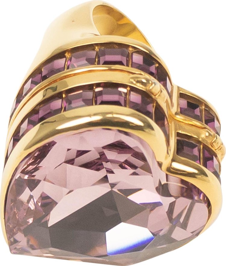 Ambush Heart Box Crystal Ring 'Gold/Pink'