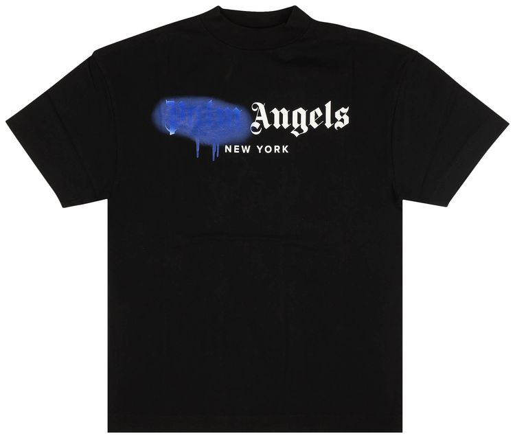 Palm Angels Sprayed New York Short Sleeve T Shirt Black
