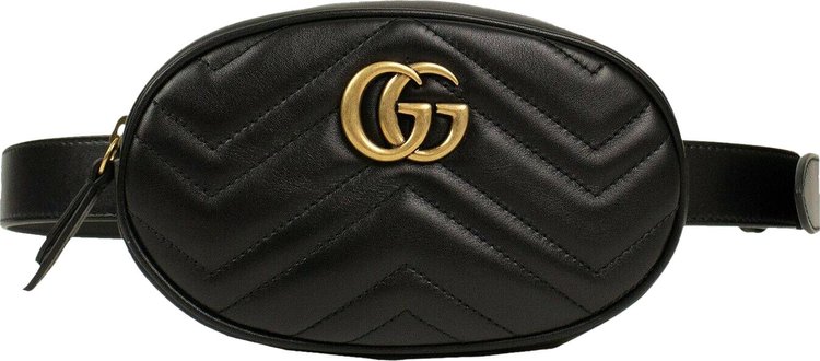 Gucci Black Matelassé Leather GG Marmont Belt Bag 95/38 - Handbag | Pre-owned & Certified | used Second Hand | Unisex