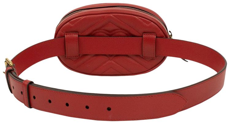 Gucci Quilted Leather GG Marmont Matelasse Belt Bag Red