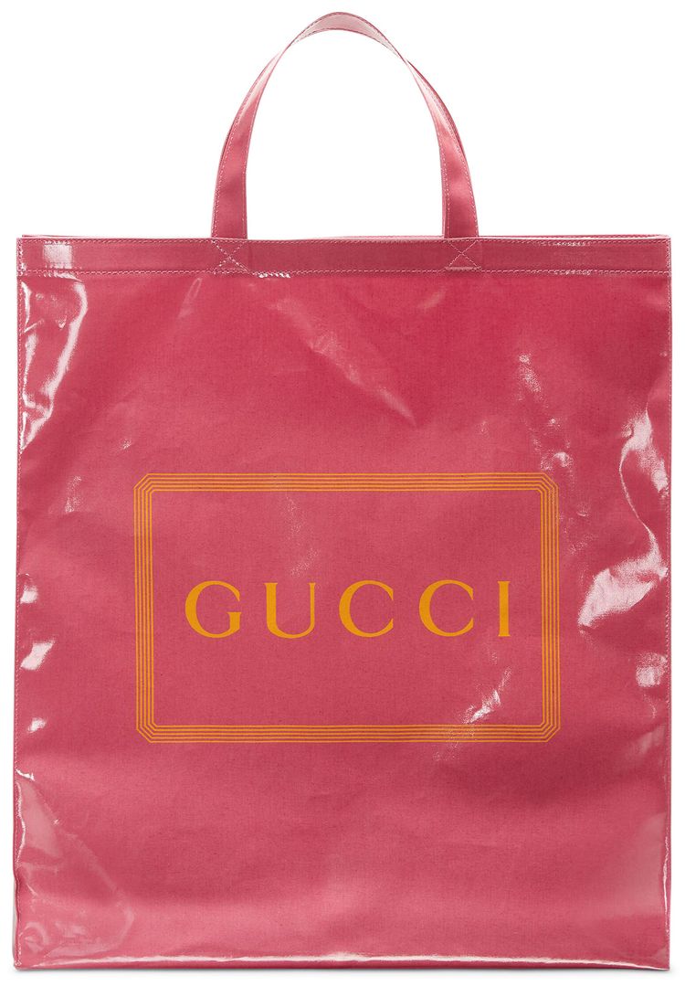 Gucci Coated Cotton Medium Gucci Print Tote Glam Pink