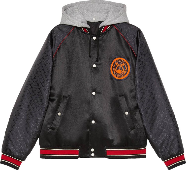 Gucci GG Nylon Bomber Jacket With Lyre 'Black'
