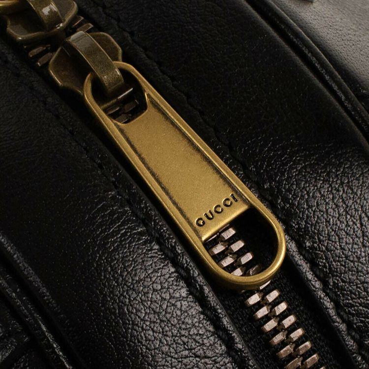 Gucci Leather Mini Tifosa Convertible Strap Ball Shoulder Bag Black