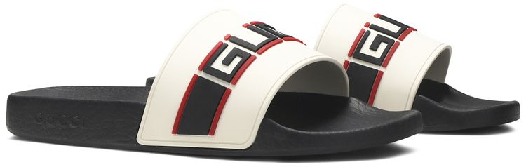 Gucci Stripe Rubber Slide Ecru