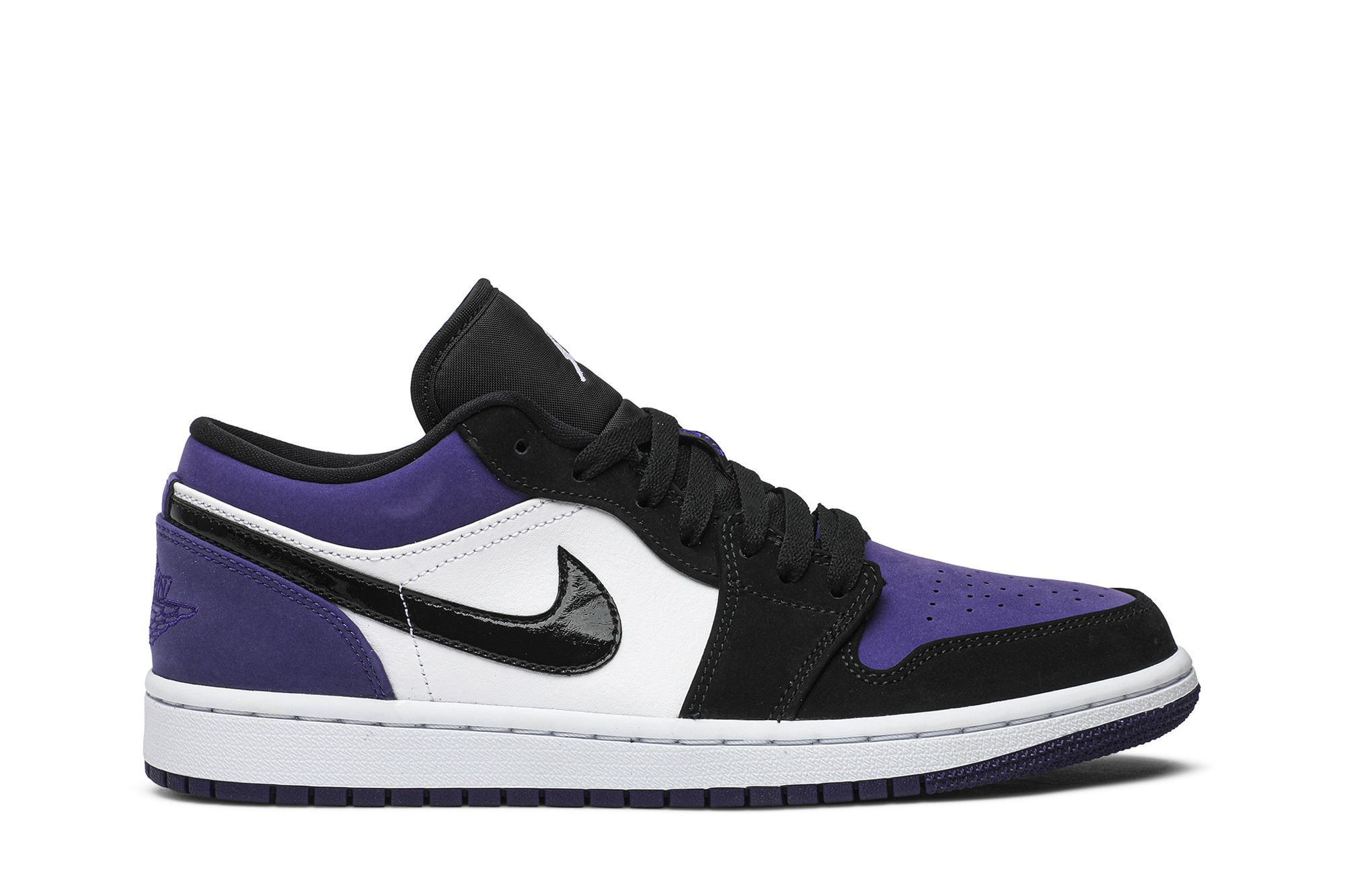 black and purple jordan 1 low