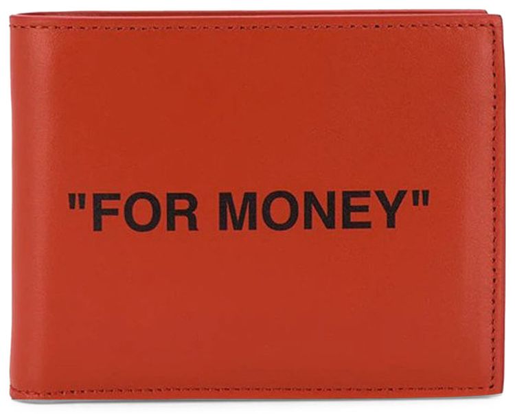 Off White Quote Bifold Wallet Orange