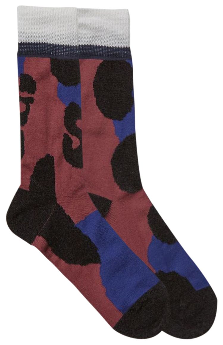 Sacai Leopard Socks Bordeaux