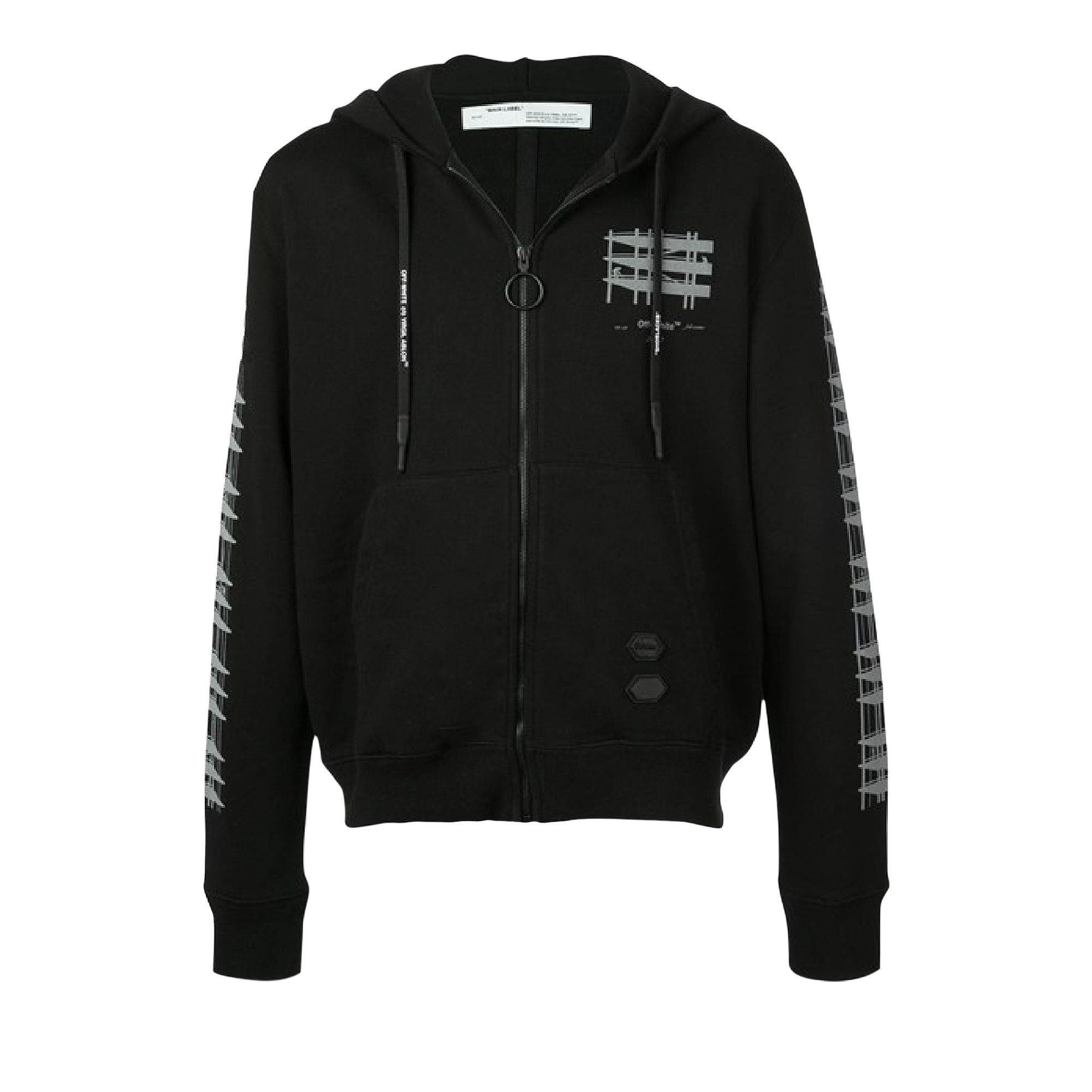 流行り の ブランド  Slim Indus Diag Off-White Buy Zipped Silver / 'Black Hoodie バッグ