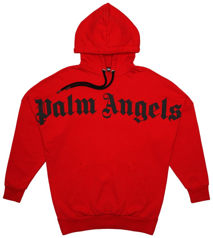 Palm Angels Front Over Logo Hoodie Red