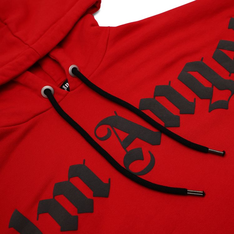 Palm Angels Front Over Logo Hoodie Red