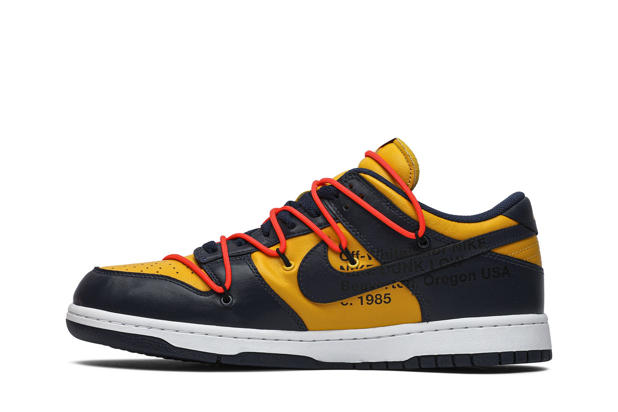 Nike sb x off white dunk low 'university gold' online