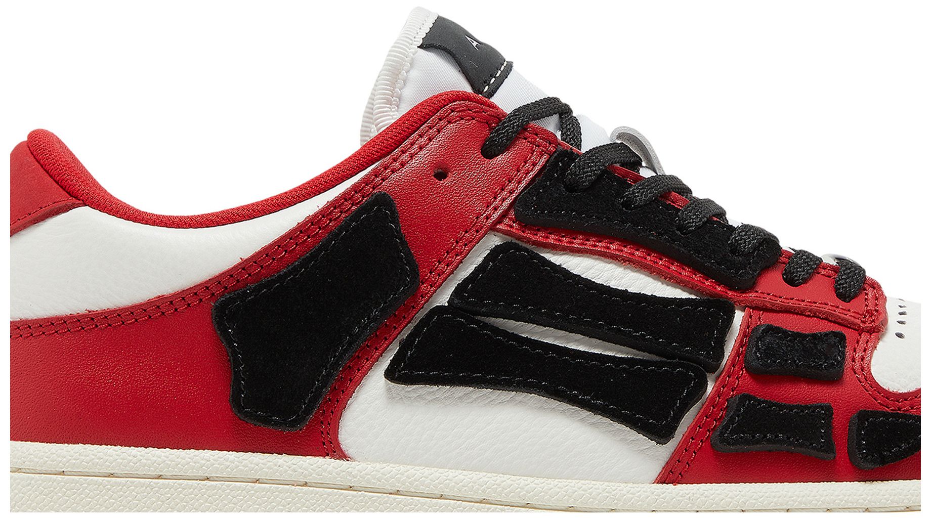 Amiri Skel Top Low – Red, White & Black Grained Leather