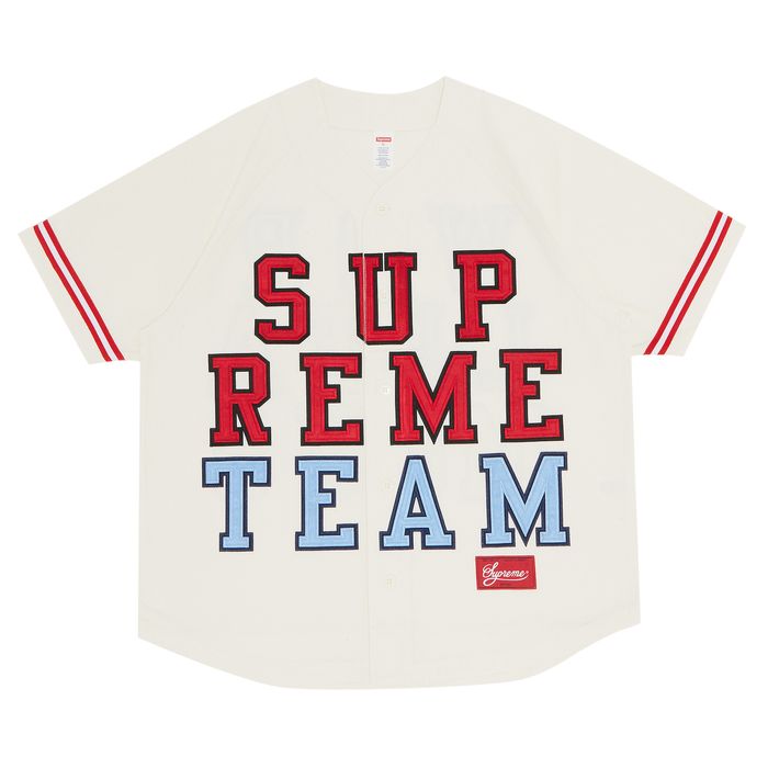 Buy Supreme Denim Baseball Jersey 'White' - FW22KN11 WHITE | GOAT