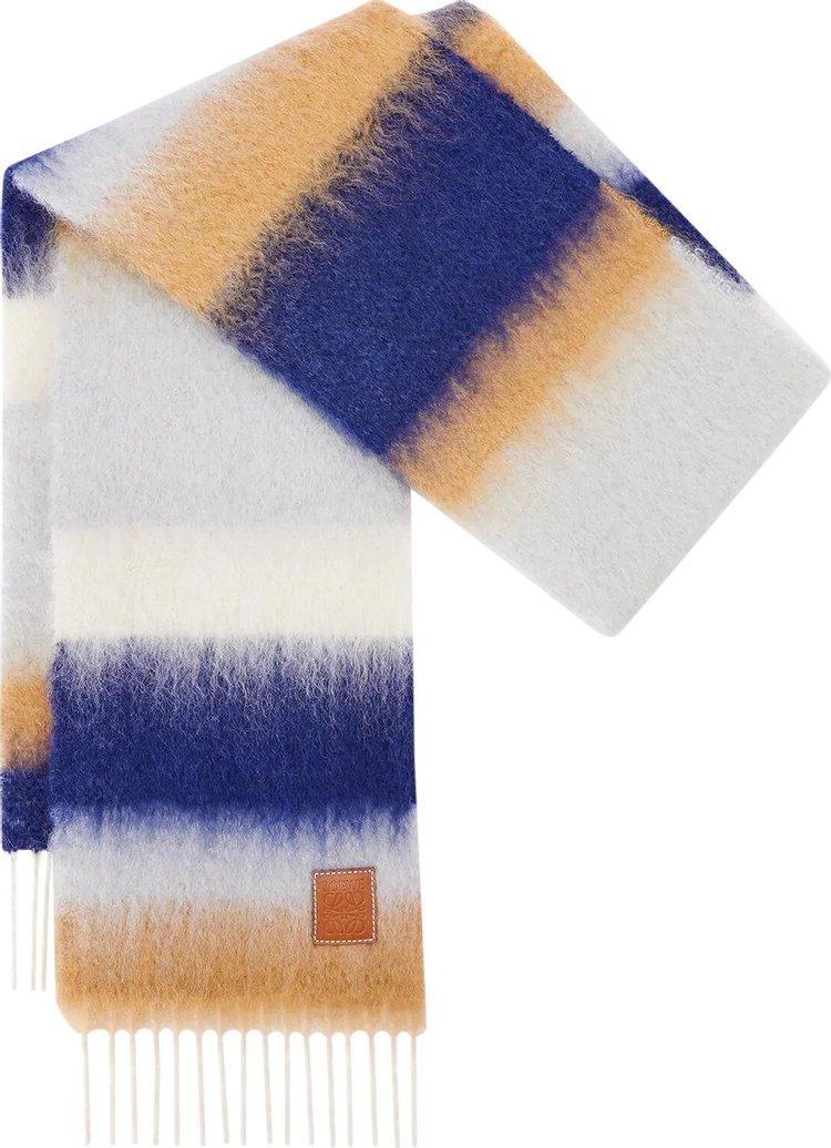 Loewe Stripe Mohair Scarf 'Navy Blue/Multicolor'
