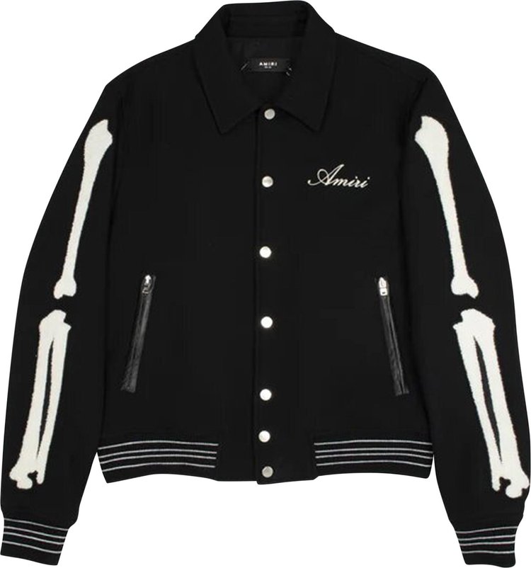Buy Amiri Bones Varsity Jacket 'Black' - XM0S002 001 BLAC | GOAT