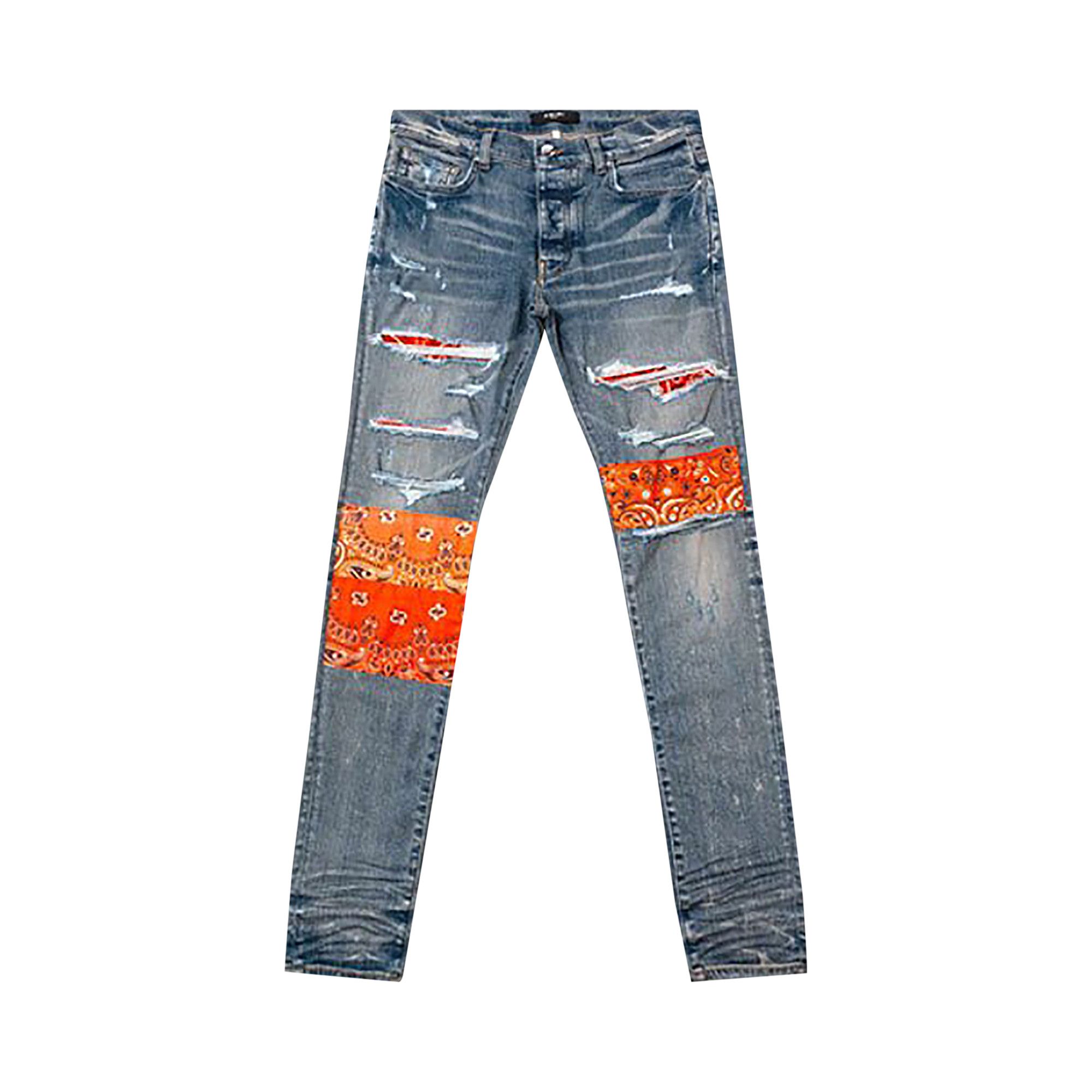 Buy Amiri Vintage Bandana Artpatch Jean 'Clay Indigo
