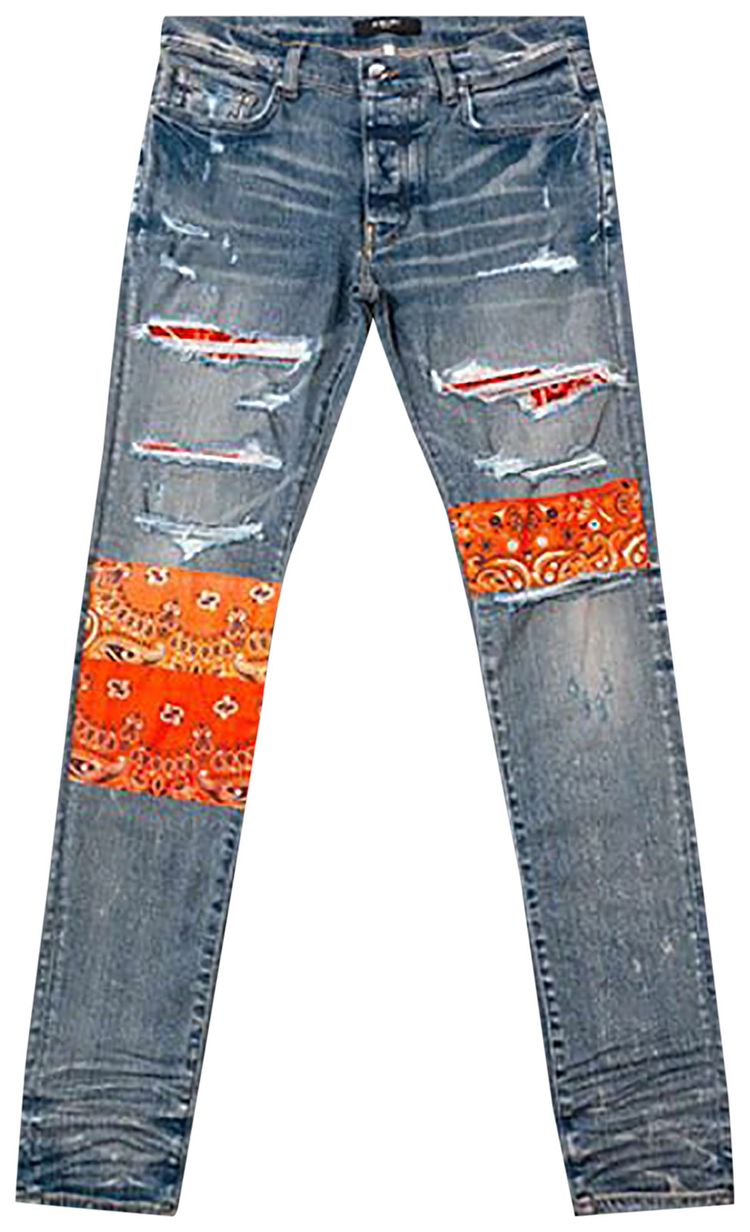 Amiri Vintage Bandana Artpatch Jean Clay Indigo