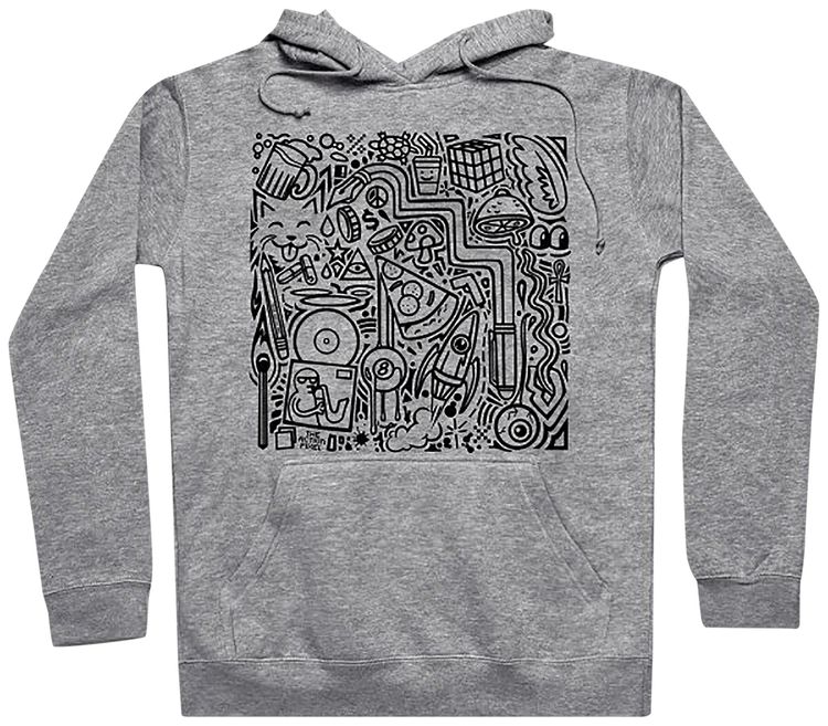 Rhude Doodle Hoodie Heather Grey