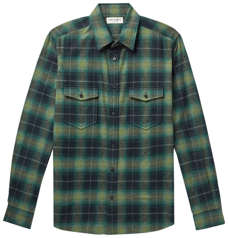 Saint Laurent Oversized Shirt GreenBlackWhite