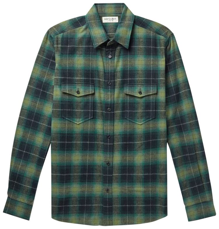 Saint Laurent Oversized Shirt 'Green/Black/White'