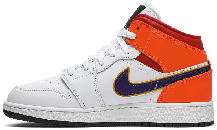 Air Jordan 1 Mid GS White Court Purple Teal