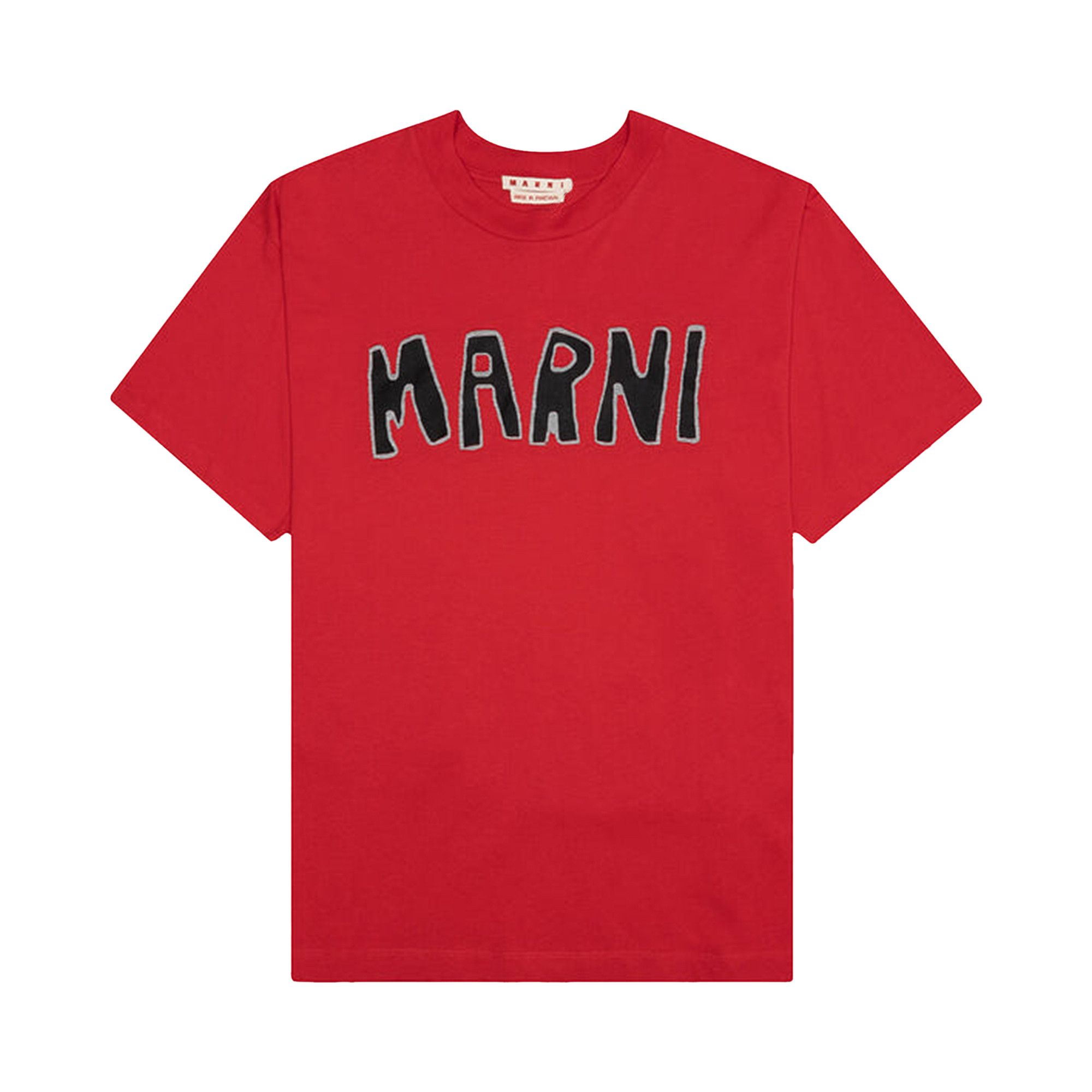 Tシャツ・カットソー MARNI Men T Shirts HUMU0287X0 UTC40600R63 Red Black organic cotton T-shirt with Marni patch | Marni