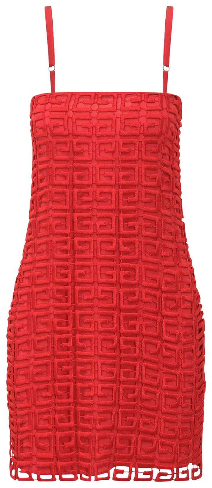 Givenchy Guipure Straps Dress With Underdress Red