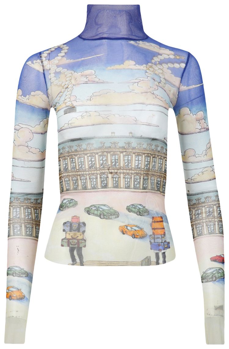 Casablanca Printed Mesh Top Place Casa