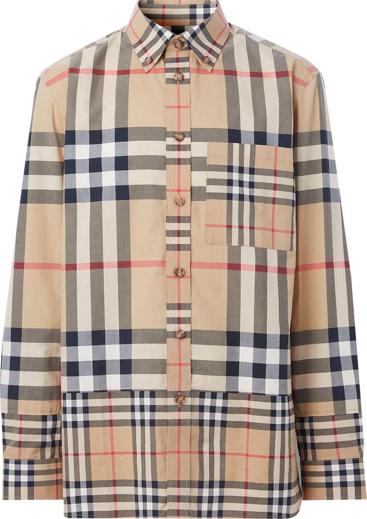 Buy Burberry Contrast Check Shirt 'Archive Beige' - 8060800 | GOAT