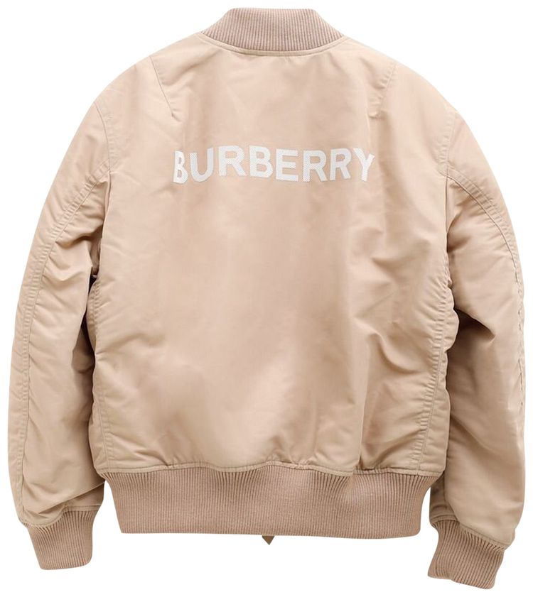 Burberry Logo Print Bomber Jacket Soft Fawn