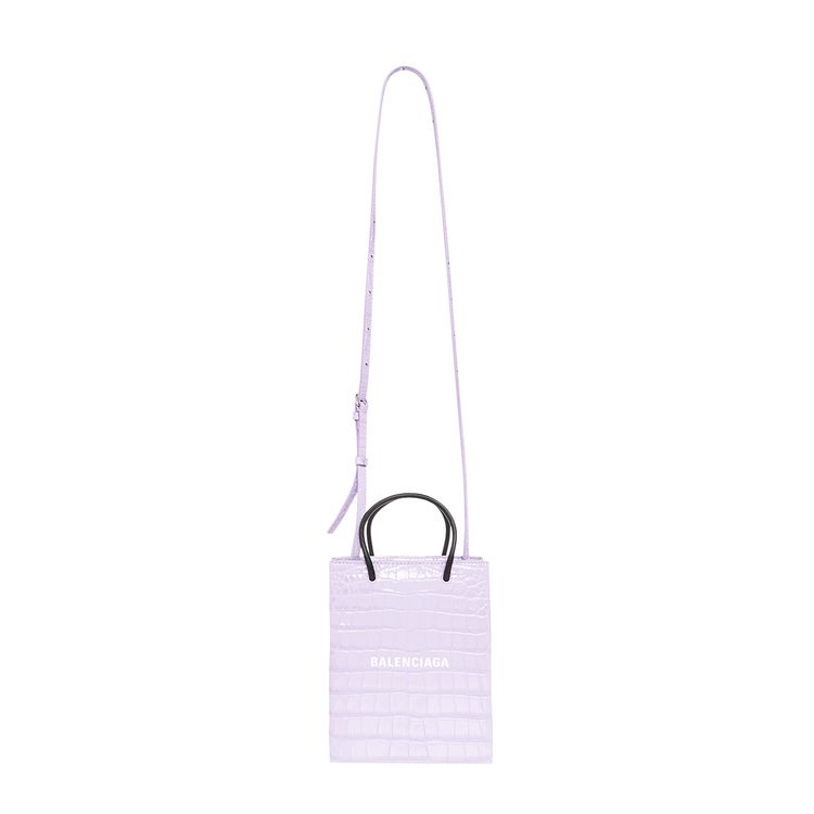 Balenciaga Shopping Phone Shoulder Bag LilacWhite