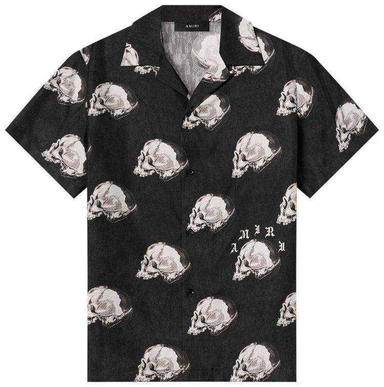Amiri All Over Skull Bowling Shirt Black