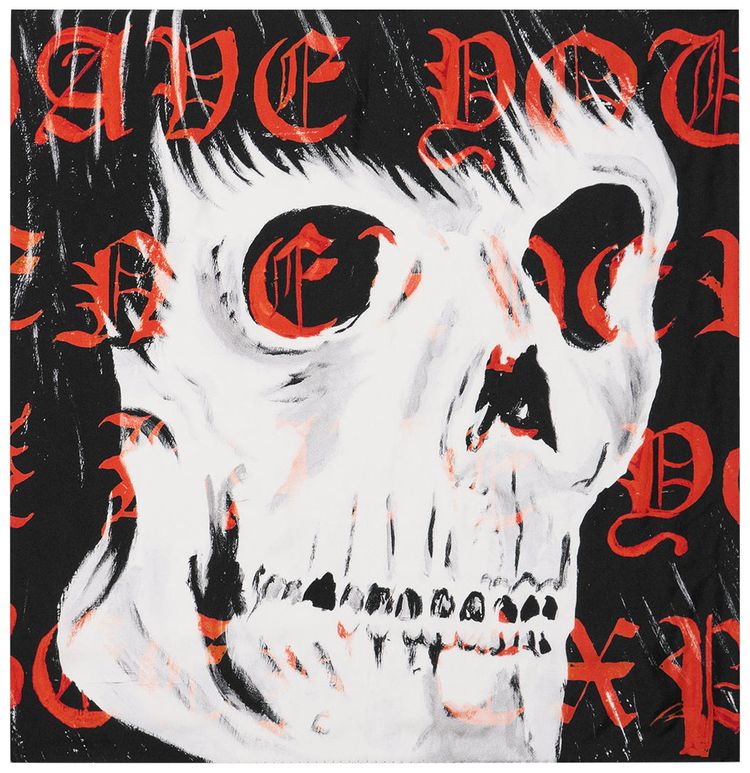 Amiri x Wes Lang Skull Writing Scarf Black