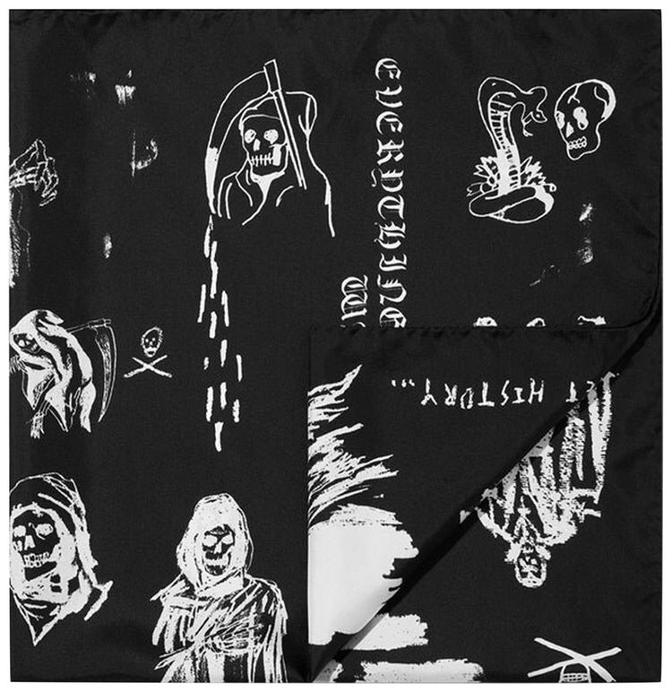 Amiri x Wes Lang All Over Sketch Scarf BlackWhite