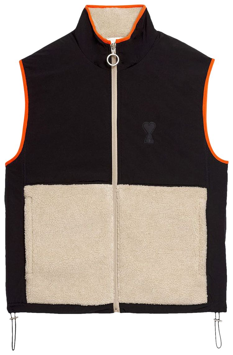 Ami Sherpa Zipped Jacket Off WhiteBlack