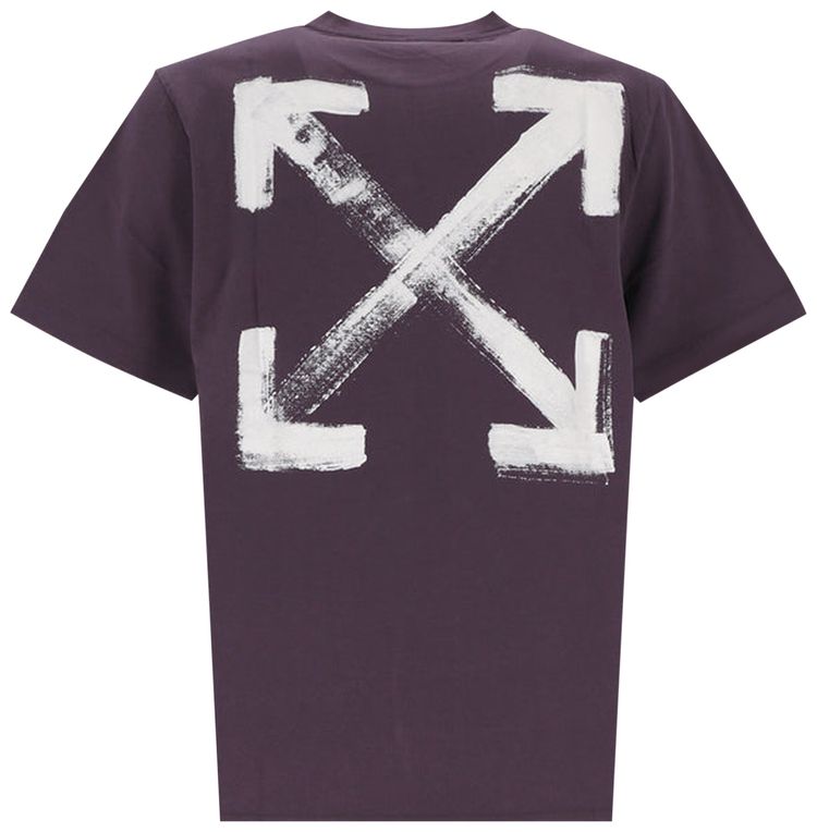 Off White Paint Arrow Slim Short Sleeve Tee AubergineWhite