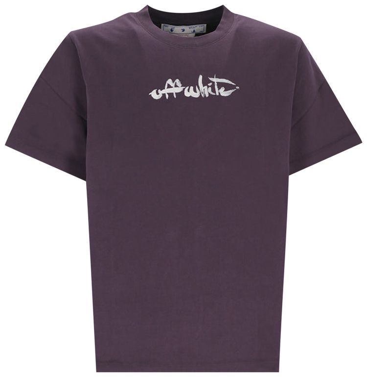 Off White Paint Arrow Slim Short Sleeve Tee AubergineWhite
