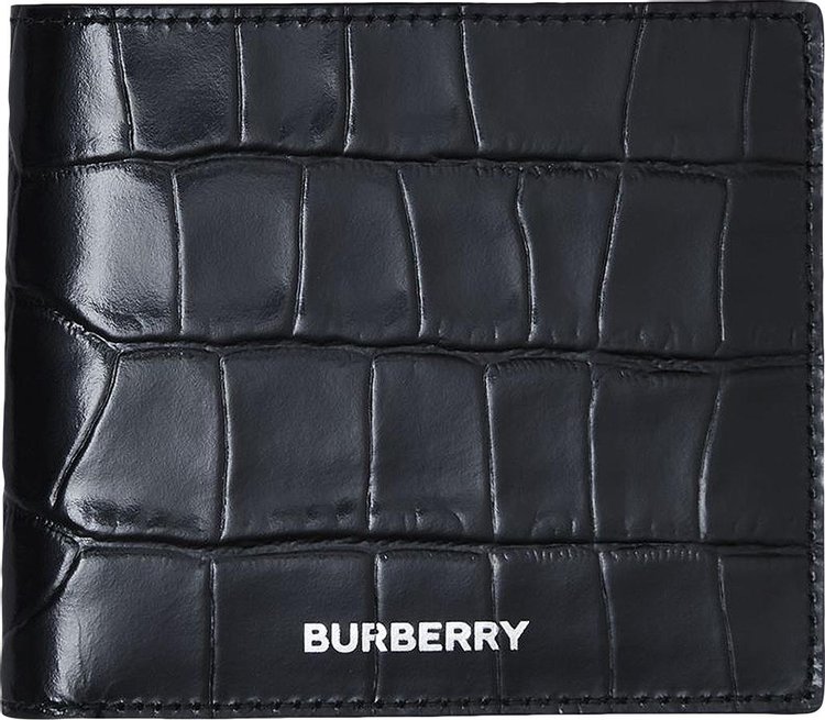 Burberry, Bags, Burberry Logo Metal Croc Embossed Leather Card Wallet  Large 8 Card Slots