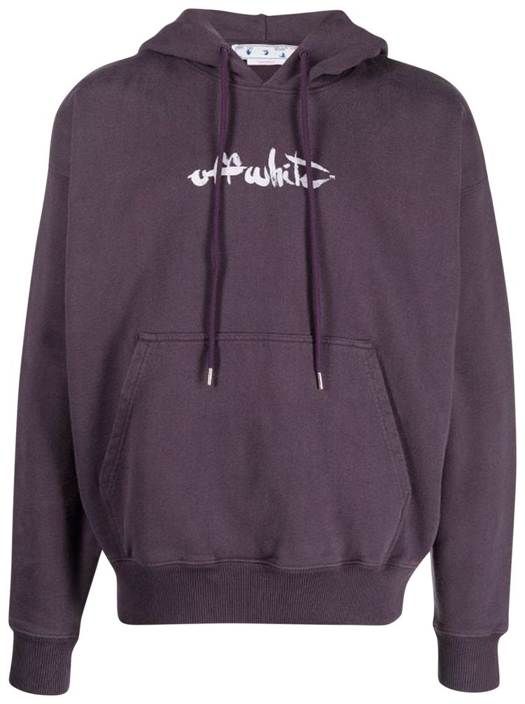 Off White Paint Arrow Skate Hoodie AubergineWhite