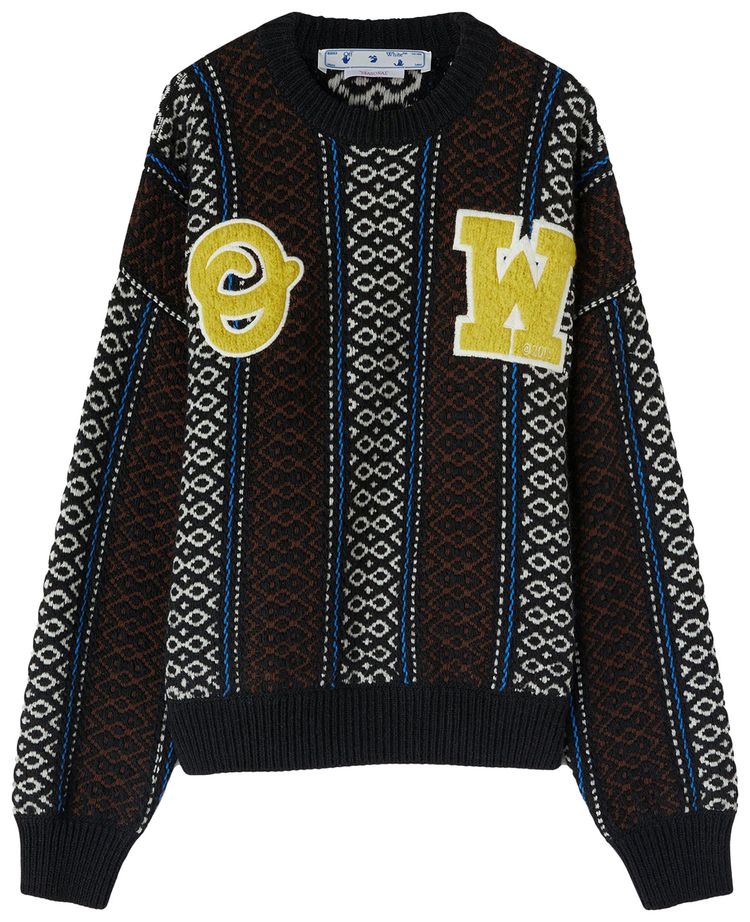 Off White OW Baja Chunky Knit Crewneck BlueYellow