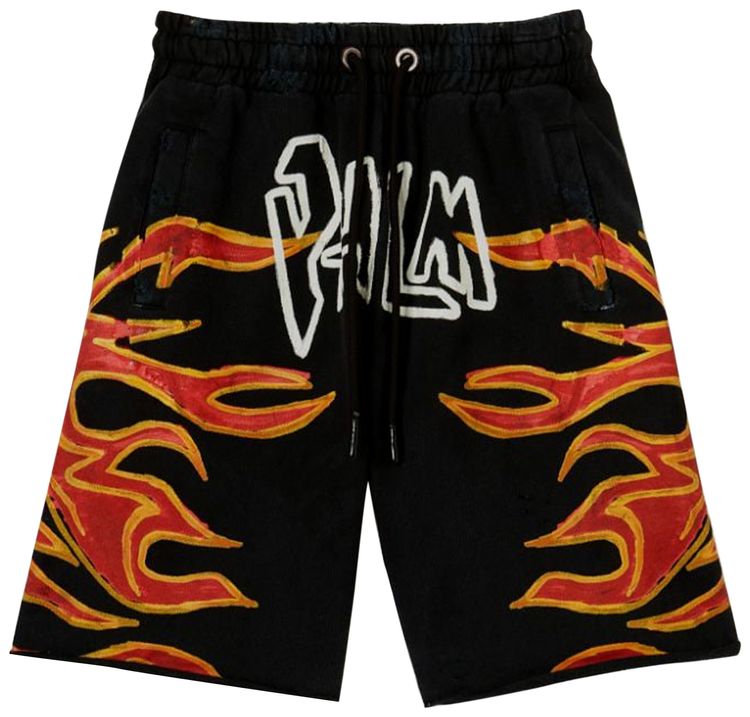 Palm Angels GD Graffiti Flames Sweatshort BlackWhite