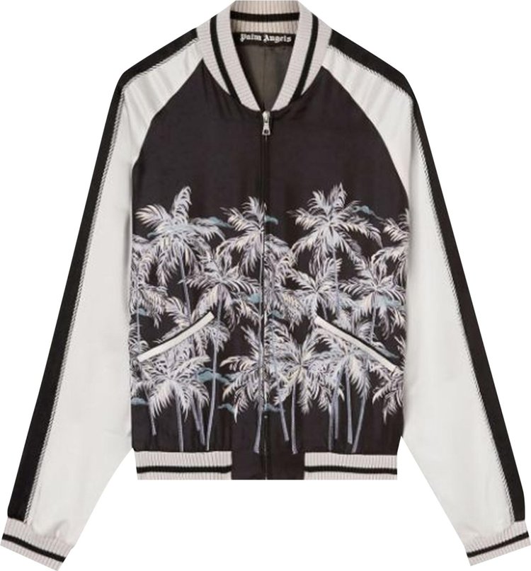 Buy Palm Angels Allover Palms Souvenir Jacket 'Black/White ...