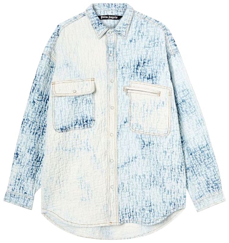 Palm Angels Monogram Denim Shirt Light Blue