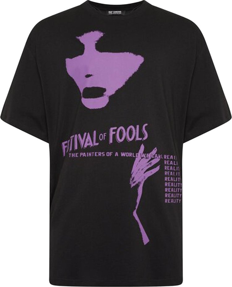 Raf Simons Oversized T-Shirt Festival Fools Print On Front 'Black'