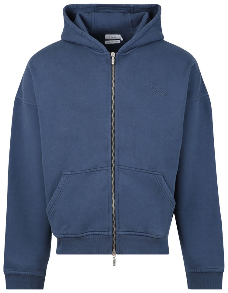 Rhude Zip Up Hoodie Slate