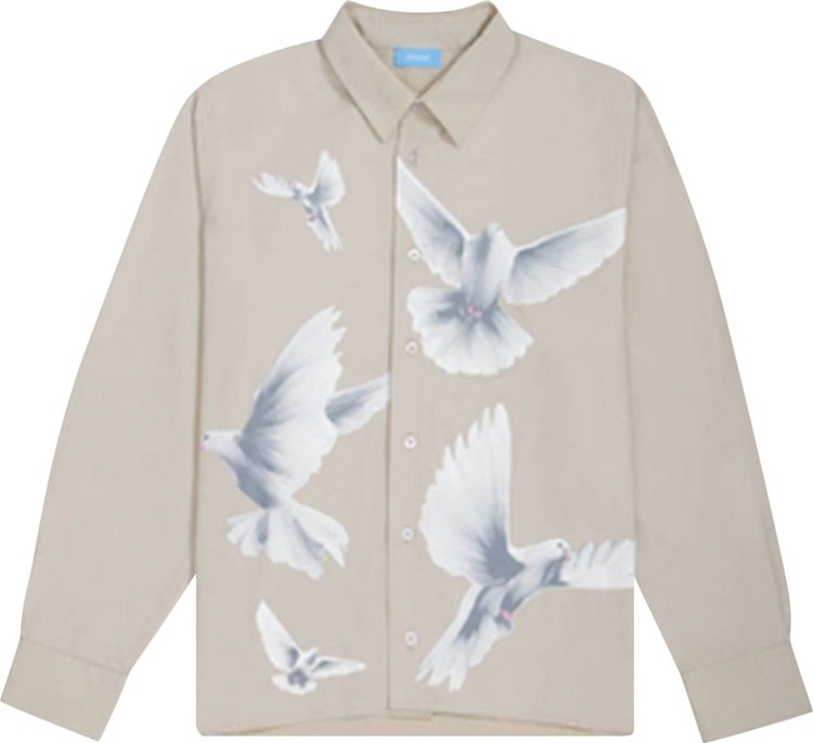 3.PARADIS Freedom Birds Button Shirt 'Beige'