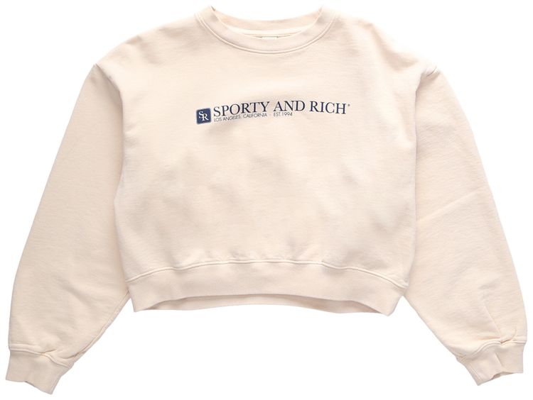 Sporty  Rich 94 Cropped Crewneck CreamNavy
