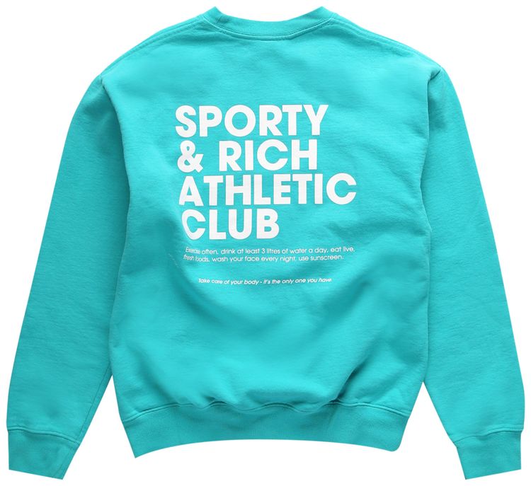 Sporty  Rich Exercise Often Crew TurquoiseWhite