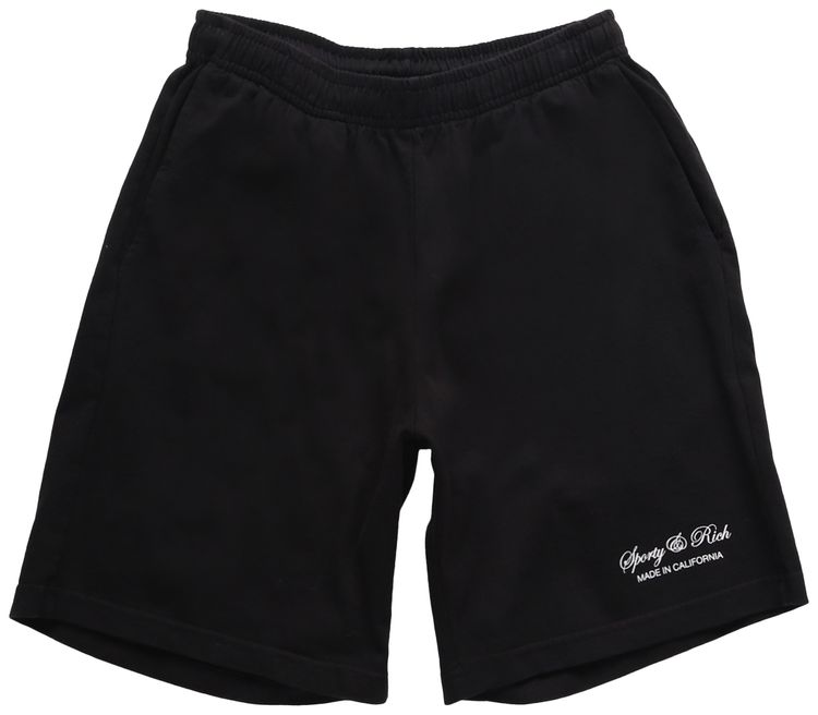Sporty  Rich Script Logo Shorts BlackWhite
