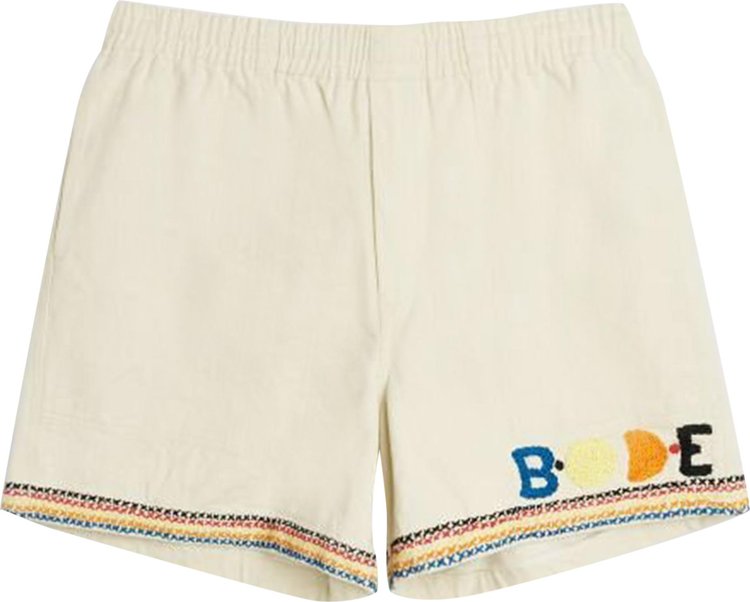 Bode Donkey Party Rugby Short 'Ecru/Multicolor'